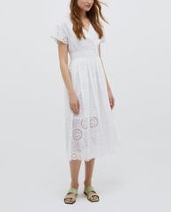 MAX&Co. - Đầm midi cổ V tay ngắn St Gallen Embroidered Cotton