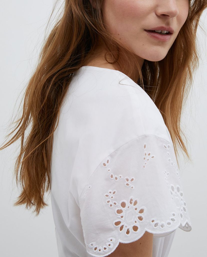 MAX&Co. - Đầm midi cổ V tay ngắn St Gallen Embroidered Cotton