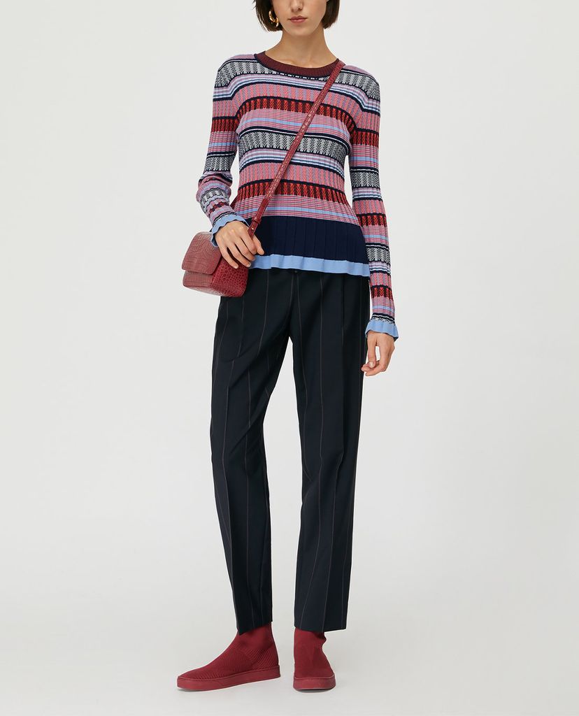 MAX&Co. - Áo len nữ tay dài cổ tròn Ribbed Jacquard