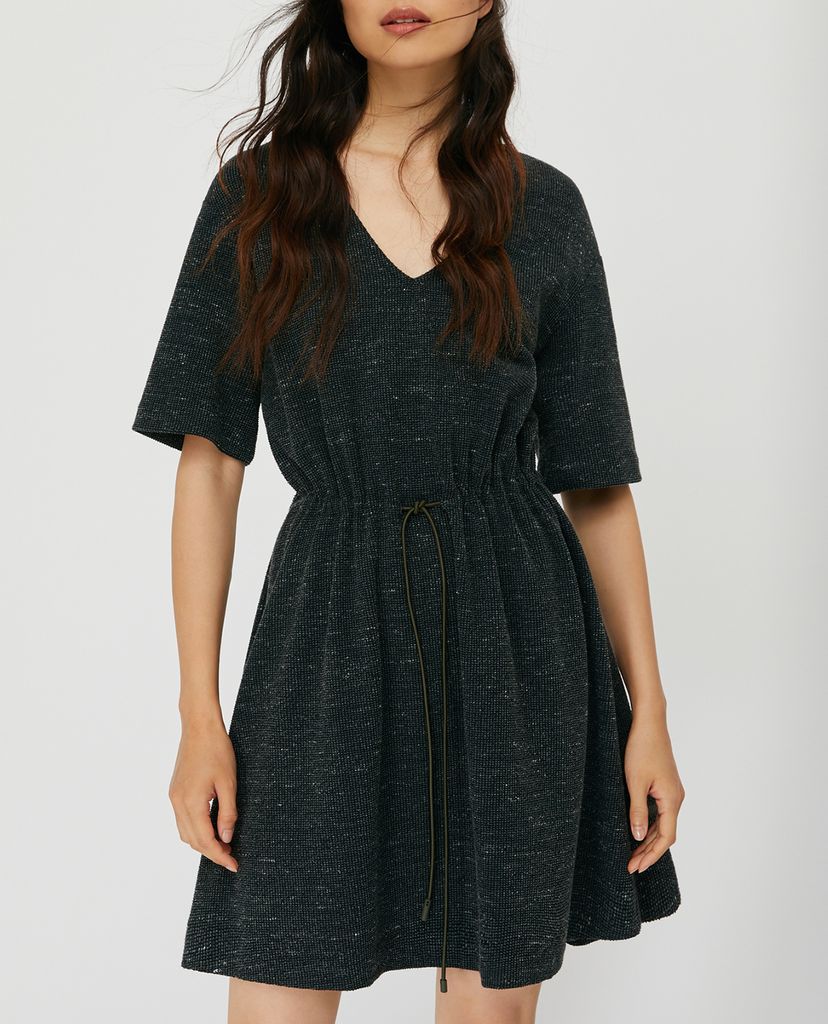 MAX&Co. - Đầm mini cổ V tay ngắn Tweed Knit