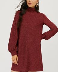 MAX&Co. - Đầm mini phom suông cổ cao tay dài Jersey Lamé