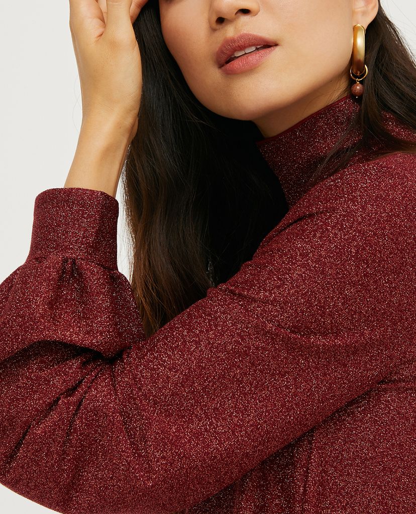MAX&Co. - Đầm mini phom suông cổ cao tay dài Jersey Lamé