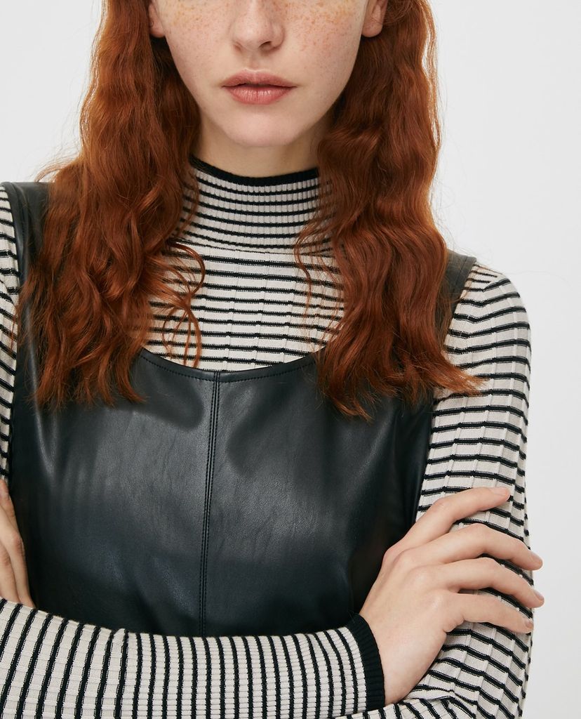 MAX&Co. - Đầm mini da cổ tròn sát nách Coated Jersey