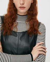 MAX&Co. - Đầm mini da cổ tròn sát nách Coated Jersey