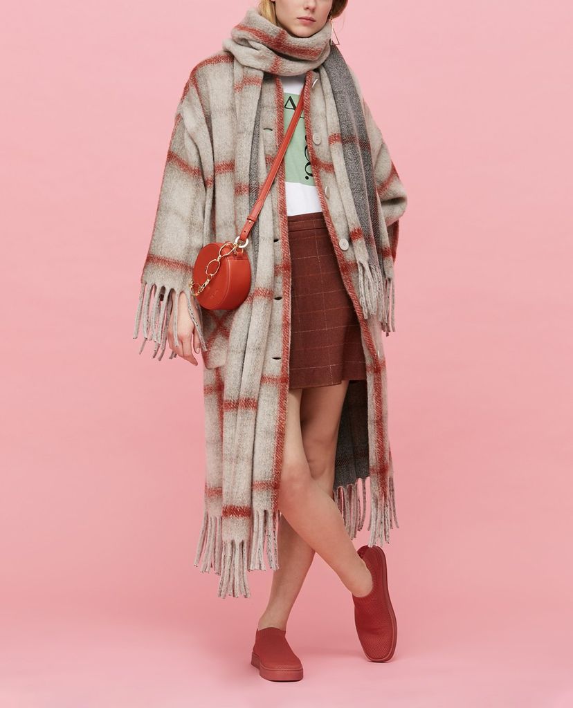 MAX&Co. - Áo măng tô nữ kẻ sọc Blanket With Fringe Trim