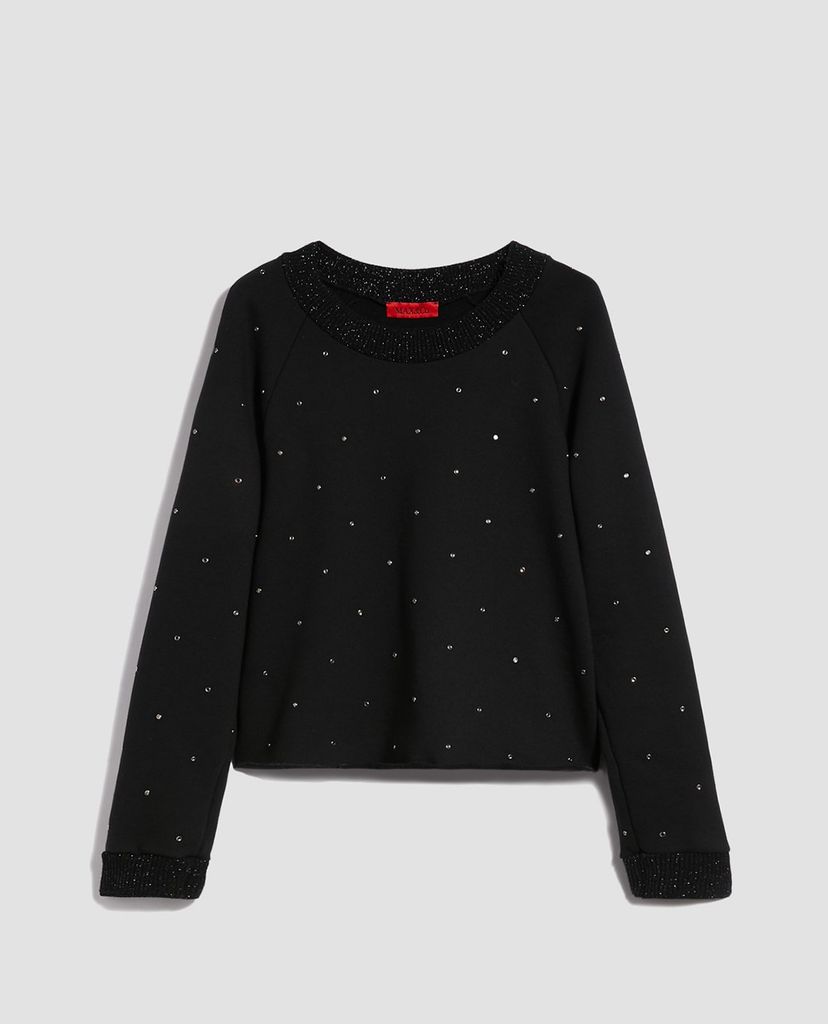 MAX&Co. - Áo sweater nữ tay dài cổ tròn Rhinestone Studs