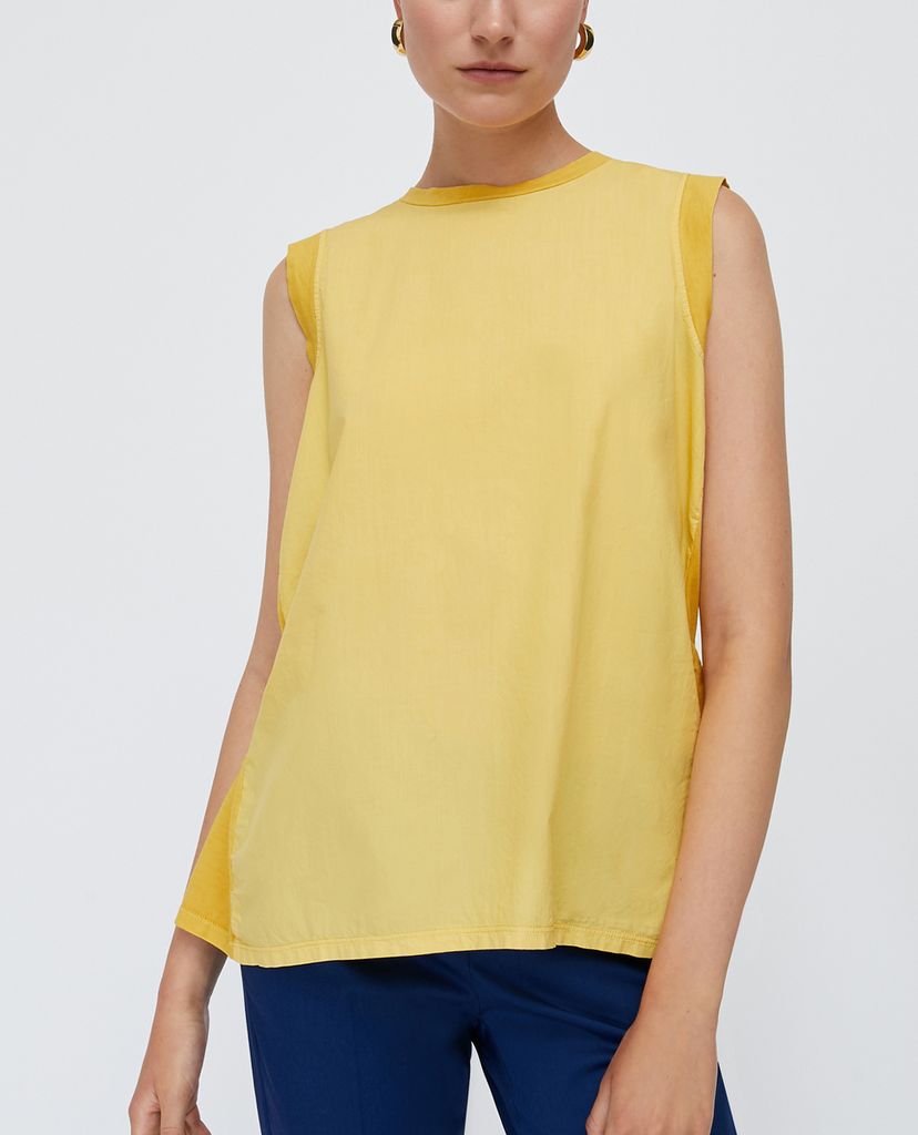 MAX&Co. - Áo kiểu nữ sát nách cổ tròn Poplin & Jersey