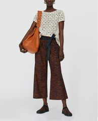 MAX&Co. - Áo kiểu nữ cổ tròn tay ngắn Macramé Jersey