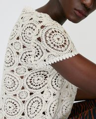 MAX&Co. - Áo kiểu nữ cổ tròn tay ngắn Macramé Jersey