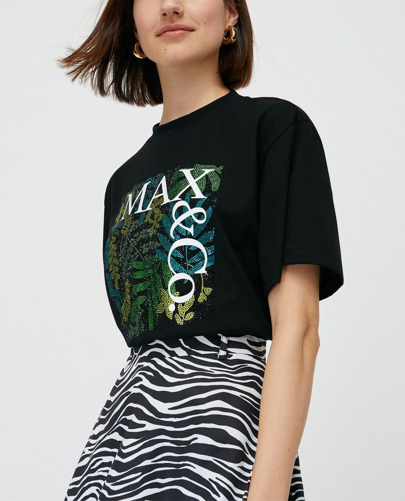 MAX&Co. - Áo thun nữ ngắn tay phối logo Micro Rhinestones