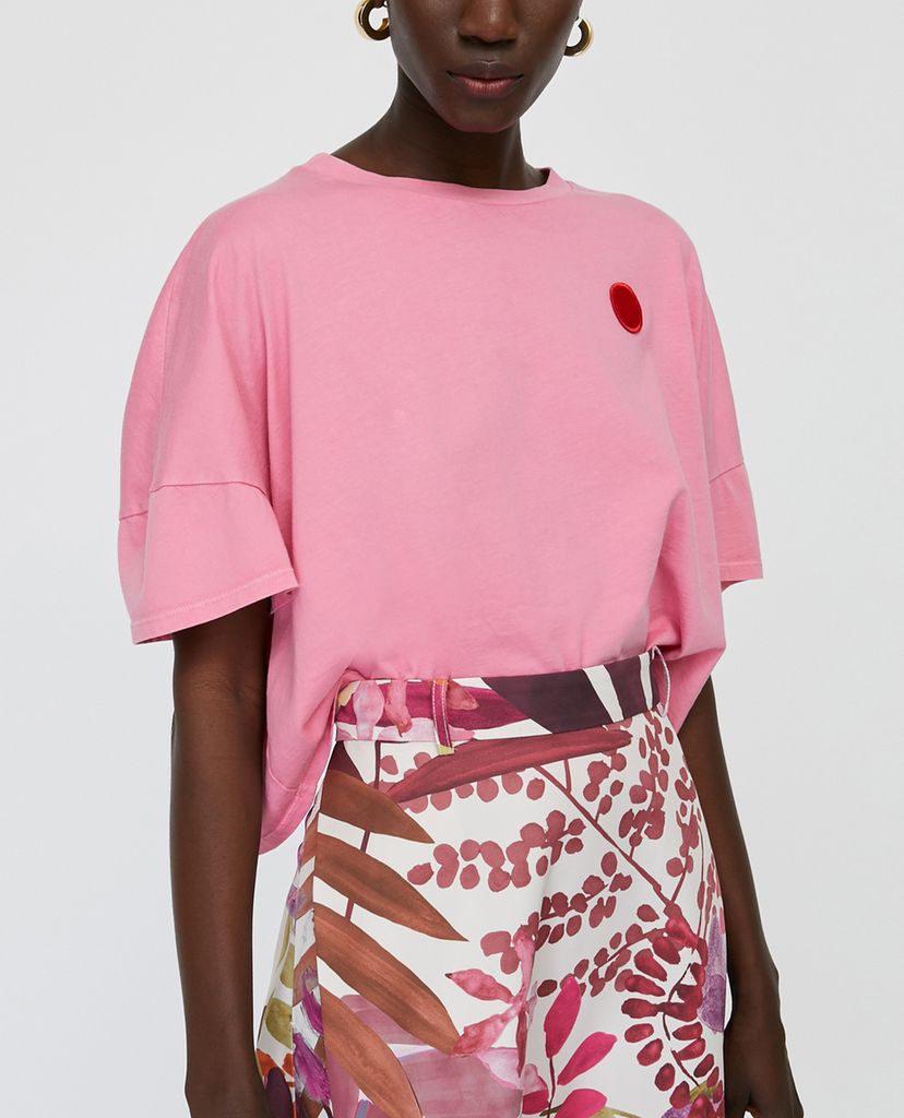 MAX&Co. - Áo thun nữ croptop cổ tròn ngắn tay Dot Appliqué