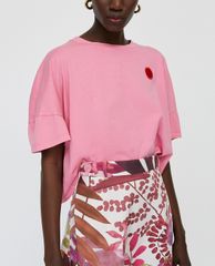 MAX&Co. - Áo thun nữ croptop cổ tròn ngắn tay Dot Appliqué