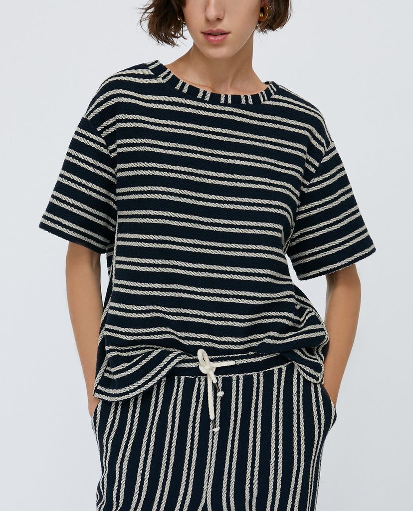 MAX&Co. - Áo thun nữ cổ tròn ngắn tay Danubio Chevron Jersey