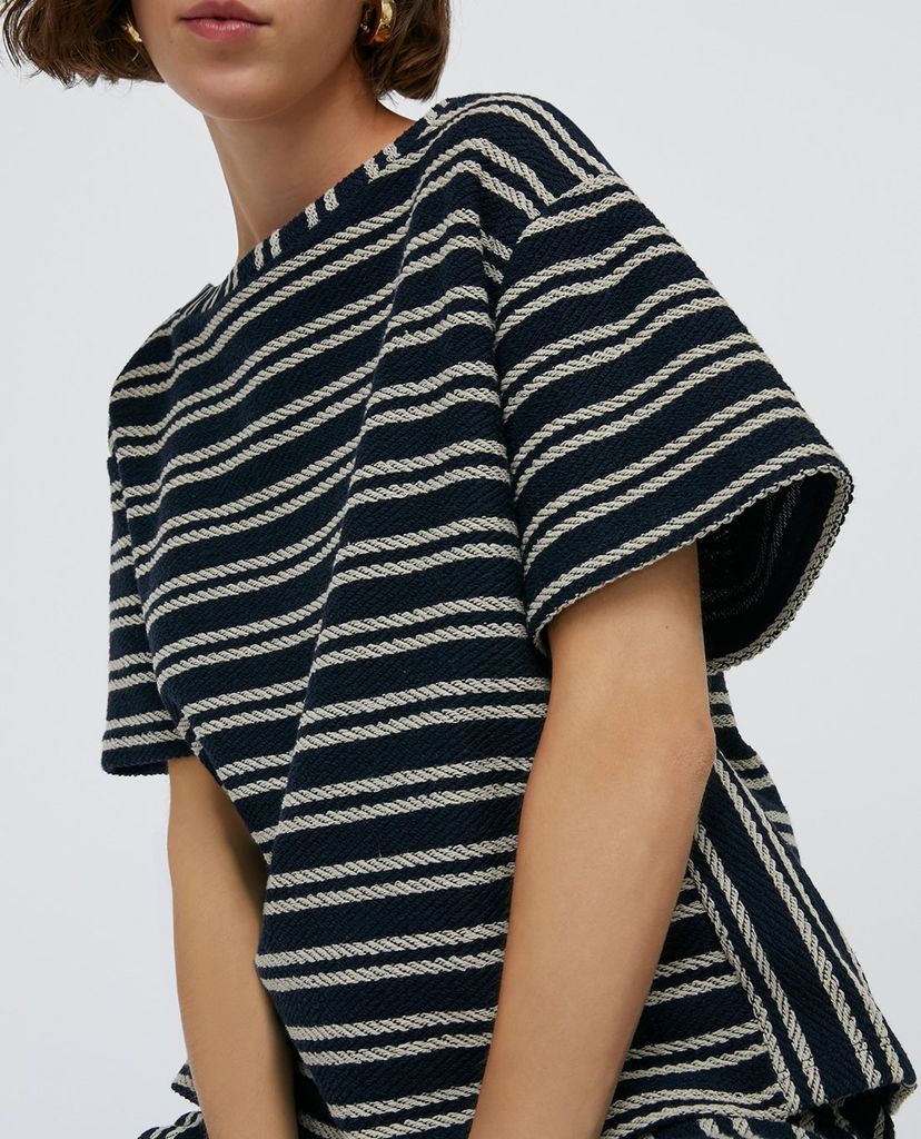 MAX&Co. - Áo thun nữ cổ tròn ngắn tay Danubio Chevron Jersey