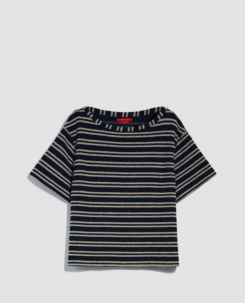 MAX&Co. - Áo thun nữ cổ tròn ngắn tay Danubio Chevron Jersey