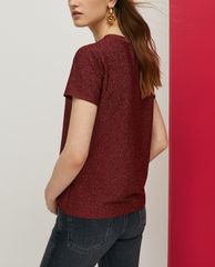 MAX&Co. - Áo thun nữ cổ tròn tay ngắn Jersey Lamé Slogan
