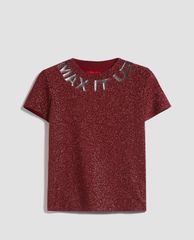 MAX&Co. - Áo thun nữ cổ tròn tay ngắn Jersey Lamé Slogan