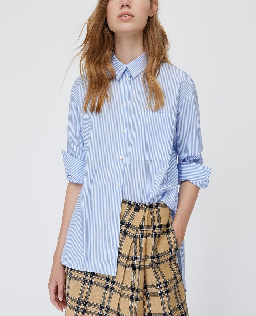 MAX&Co. - Áo sơ mi nữ tay dài kẻ sọc Cotton Poplin