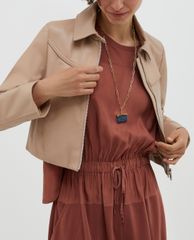MAX&Co. - Áo khoác nữ cổ bẻ tay dài da bóng Micron