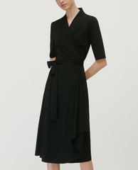 MAX&Co. - Đầm midi cổ V ngắn tay Technical Jersey Wrap