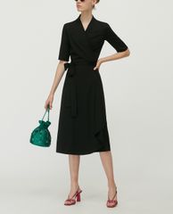 MAX&Co. - Đầm midi cổ V ngắn tay Technical Jersey Wrap