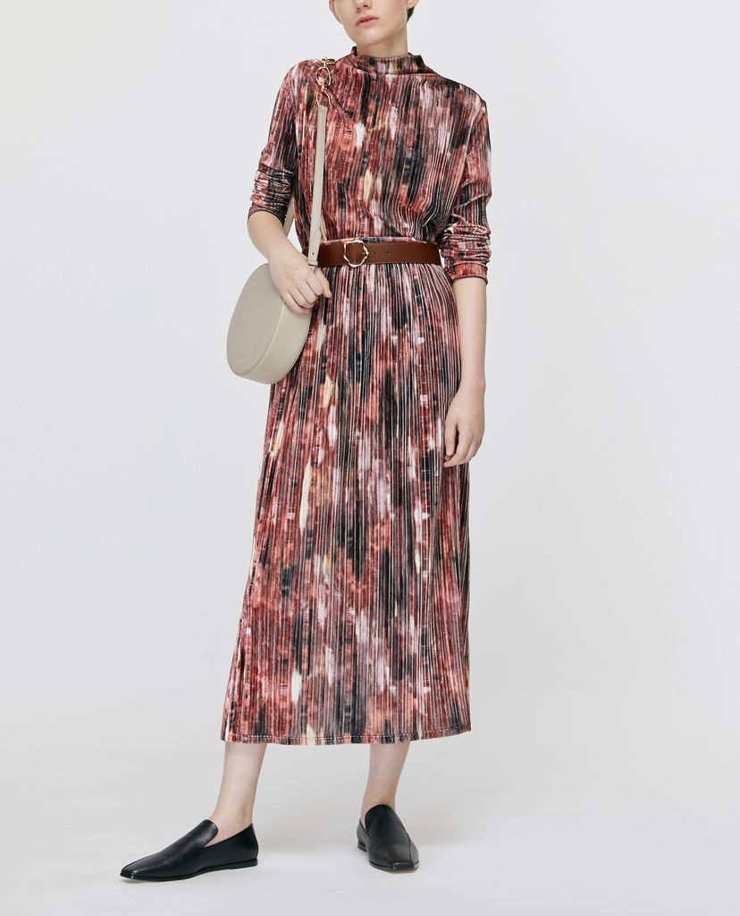 MAX&Co. - Set áo cổ lọ và chân váy midi Matching 3D Velvet Jersey