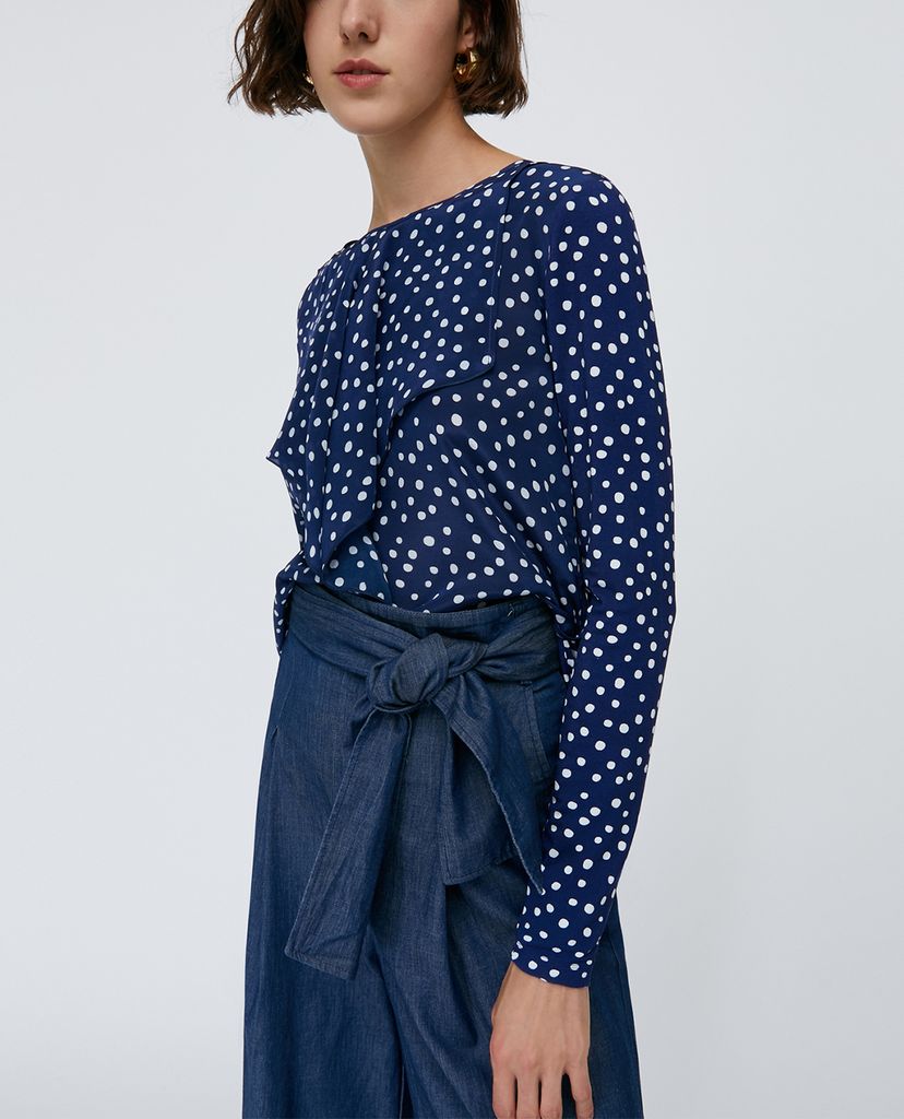 MAX&Co. - Áo kiểu nữ cổ tròn tay dài Silk And Jersey