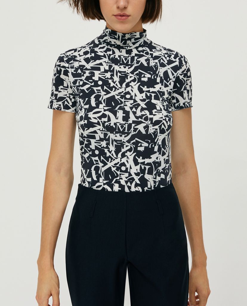 MAX&Co. - Áo thun nữ tay ngắn cổ lọ họa tiết Polo-neck