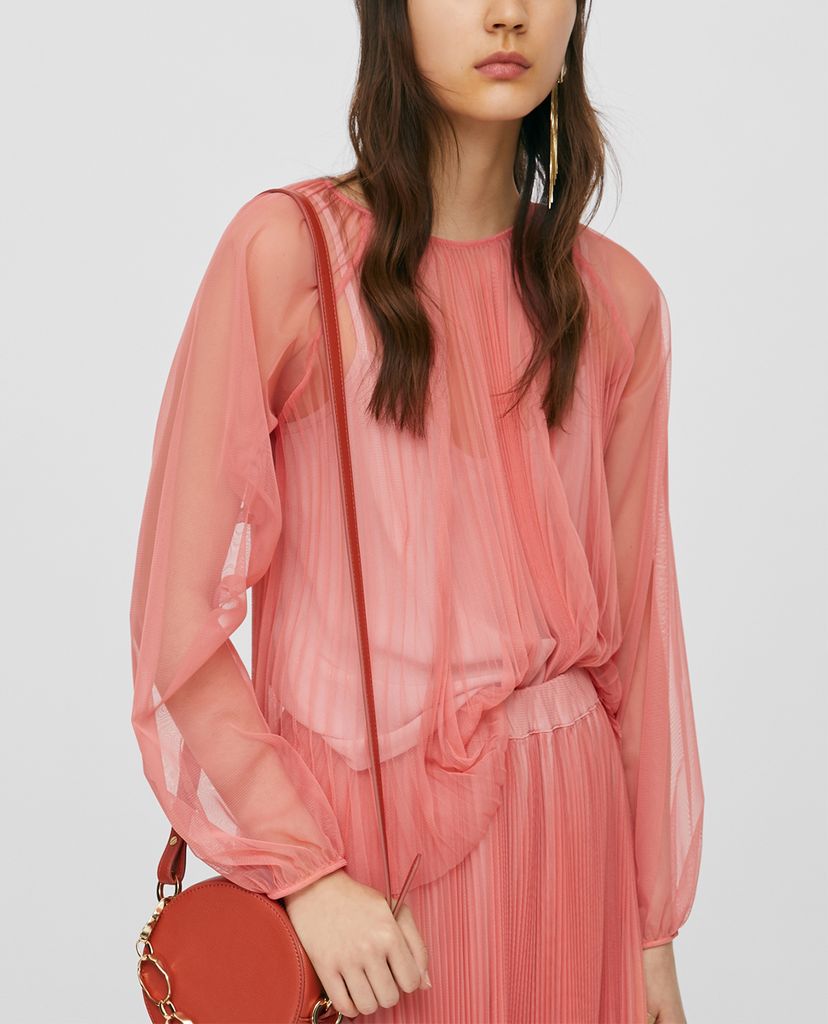 MAX&Co. - Áo kiểu nữ cổ tròn tay dài Pleated Tulle