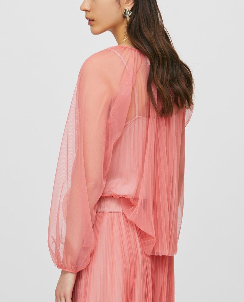 MAX&Co. - Áo kiểu nữ cổ tròn tay dài Pleated Tulle