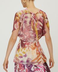MAX&Co. - Áo kiểu nữ cổ V tay ngắn Silk Georgette