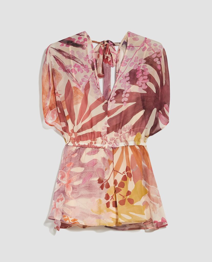 MAX&Co. - Áo kiểu nữ cổ V tay ngắn Silk Georgette