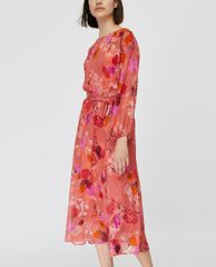 MAX&Co. - Đầm midi cổ tròn tay dài Floral Georgette