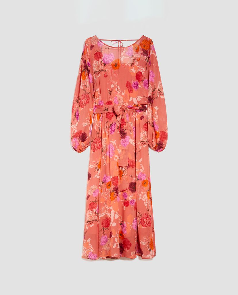 MAX&Co. - Đầm midi cổ tròn tay dài Floral Georgette