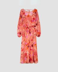 MAX&Co. - Đầm midi cổ tròn tay dài Floral Georgette
