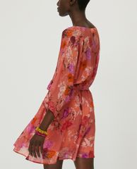 MAX&Co. - Đầm mini cổ tròn tay dài Floral Georgette