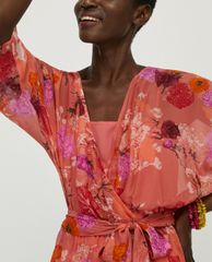 MAX&Co. - Đầm mini cổ tròn tay dài Floral Georgette