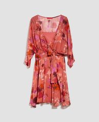 MAX&Co. - Đầm mini cổ tròn tay dài Floral Georgette
