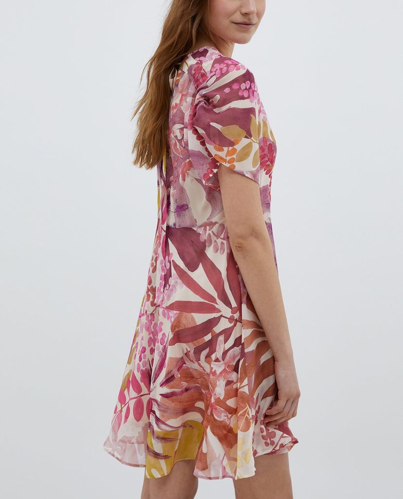 MAX&Co. - Đầm mini cổ V tay ngắn Silk Georgette