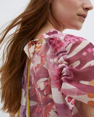 MAX&Co. - Đầm mini cổ V tay ngắn Silk Georgette