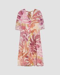MAX&Co. - Đầm mini cổ V tay ngắn Silk Georgette