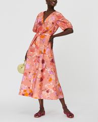 MAX&Co. - Đầm midi cổ V tay ngắn Floral Poplin