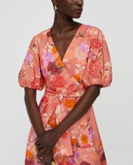 MAX&Co. - Đầm midi cổ V tay ngắn Floral Poplin