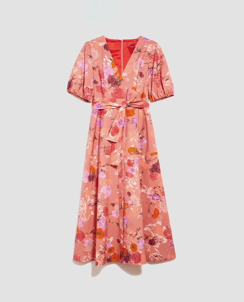 MAX&Co. - Đầm midi cổ V tay ngắn Floral Poplin