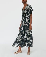 MAX&Co. - Đầm midi cổ V tay ngắn Fil Coupé Metallic
