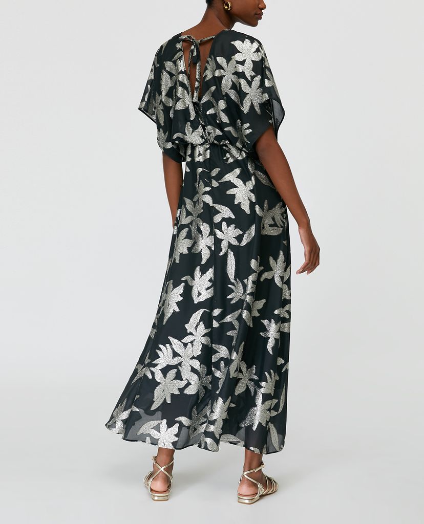 MAX&Co. - Đầm midi cổ V tay ngắn Fil Coupé Metallic