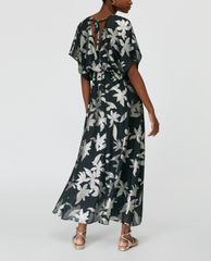 MAX&Co. - Đầm midi cổ V tay ngắn Fil Coupé Metallic