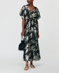 MAX&Co. - Đầm midi cổ V tay ngắn Fil Coupé Metallic