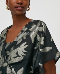 MAX&Co. - Đầm midi cổ V tay ngắn Fil Coupé Metallic