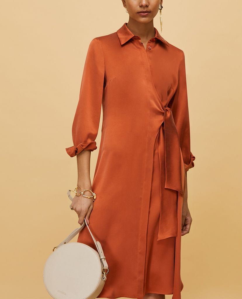 MAX&Co. - Đầm midi sơ mi tay dài Silk Satin
